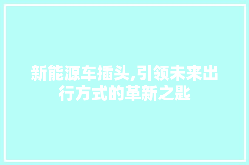 新能源车插头,引领未来出行方式的革新之匙  第1张