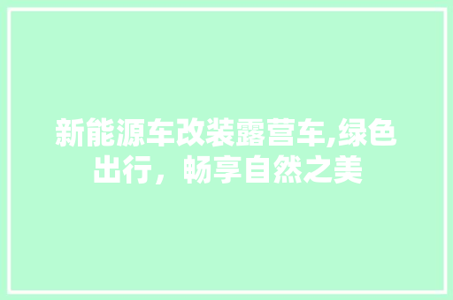 新能源车改装露营车,绿色出行，畅享自然之美  第1张