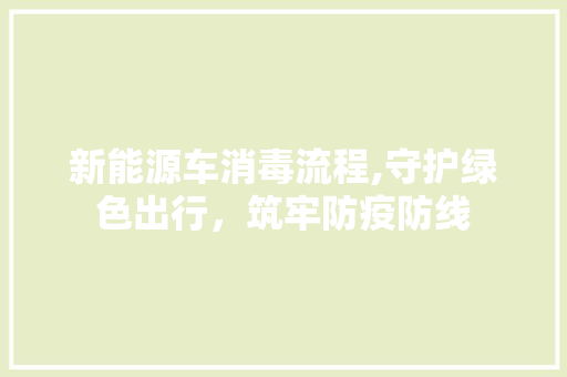 新能源车消毒流程,守护绿色出行，筑牢防疫防线