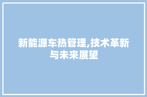 新能源车热管理,技术革新与未来展望  第1张