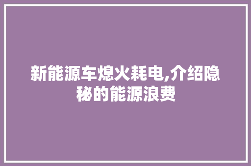 新能源车熄火耗电,介绍隐秘的能源浪费  第1张