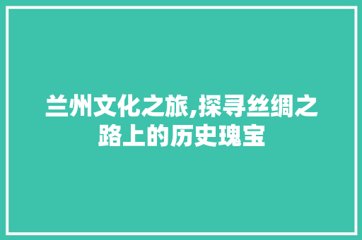 兰州文化之旅,探寻丝绸之路上的历史瑰宝