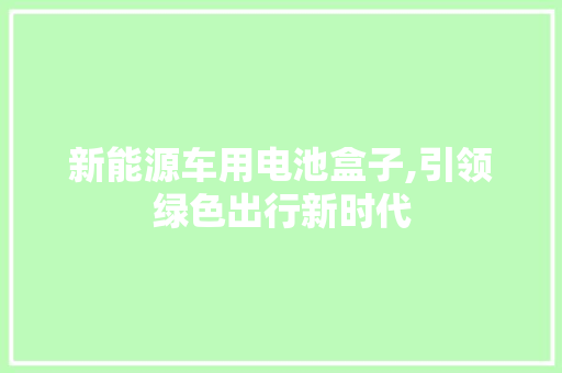 新能源车用电池盒子,引领绿色出行新时代  第1张