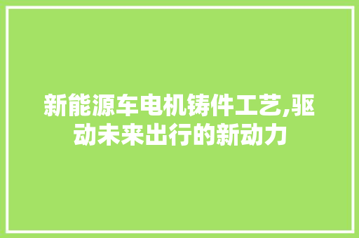 新能源车电机铸件工艺,驱动未来出行的新动力  第1张