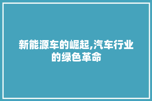 新能源车的崛起,汽车行业的绿色革命  第1张