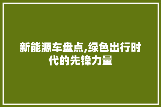 新能源车盘点,绿色出行时代的先锋力量  第1张