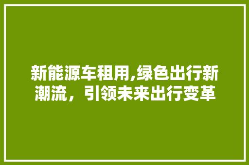 新能源车租用,绿色出行新潮流，引领未来出行变革  第1张