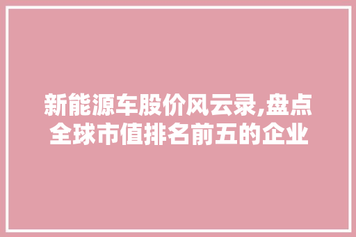 新能源车股价风云录,盘点全球市值排名前五的企业  第1张