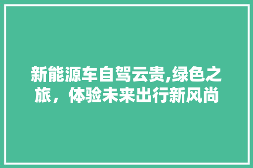 新能源车自驾云贵,绿色之旅，体验未来出行新风尚  第1张