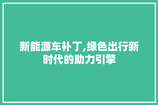 新能源车补丁,绿色出行新时代的助力引擎  第1张