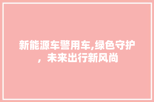 新能源车警用车,绿色守护，未来出行新风尚  第1张