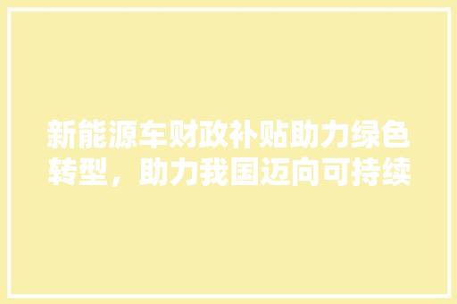 新能源车财政补贴助力绿色转型，助力我国迈向可持续发展未来  第1张