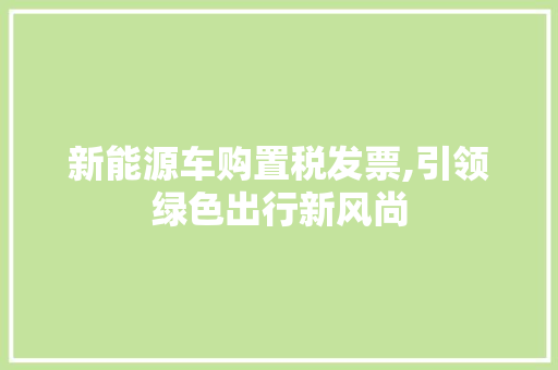 新能源车购置税发票,引领绿色出行新风尚  第1张