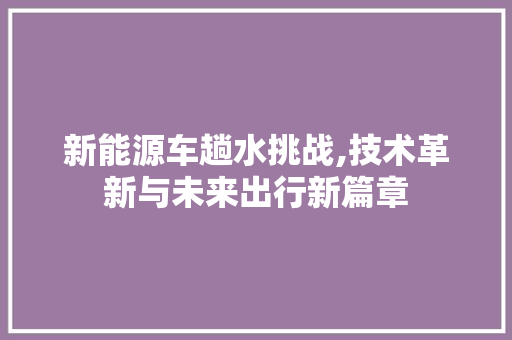 新能源车趟水挑战,技术革新与未来出行新篇章  第1张