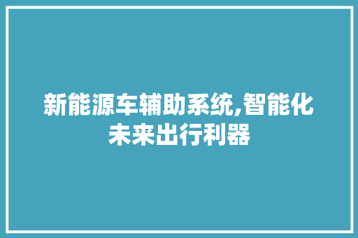 新能源车辅助系统,智能化未来出行利器  第1张