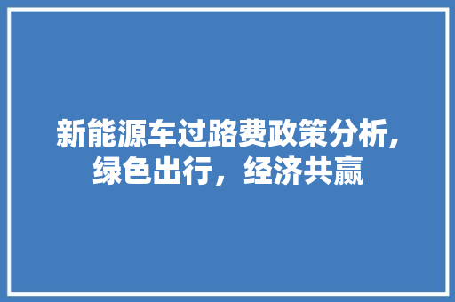 新能源车过路费政策分析,绿色出行，经济共赢