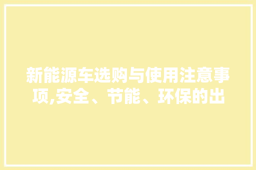 新能源车选购与使用注意事项,安全、节能、环保的出行新选择  第1张