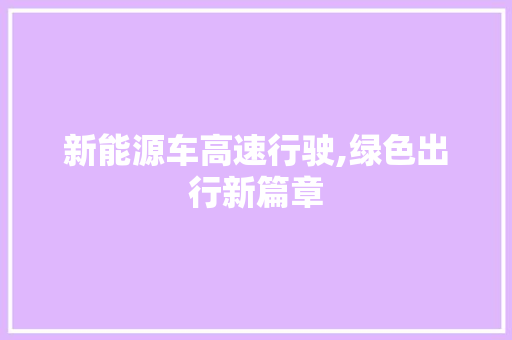 新能源车高速行驶,绿色出行新篇章