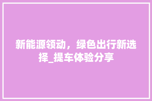 新能源领动，绿色出行新选择_提车体验分享  第1张