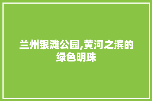 兰州银滩公园,黄河之滨的绿色明珠