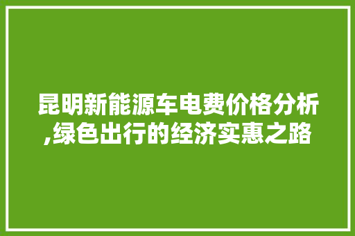 昆明新能源车电费价格分析,绿色出行的经济实惠之路