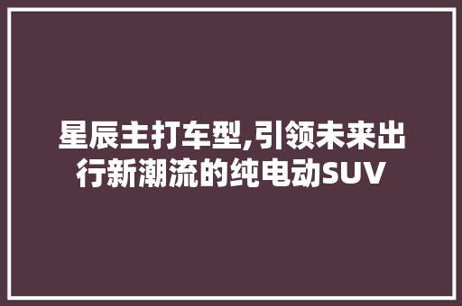 星辰主打车型,引领未来出行新潮流的纯电动SUV  第1张