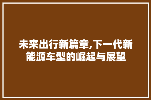 未来出行新篇章,下一代新能源车型的崛起与展望  第1张