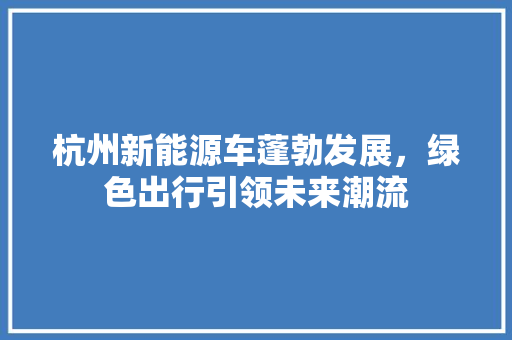 杭州新能源车蓬勃发展，绿色出行引领未来潮流  第1张