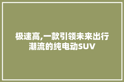 极速高,一款引领未来出行潮流的纯电动SUV  第1张