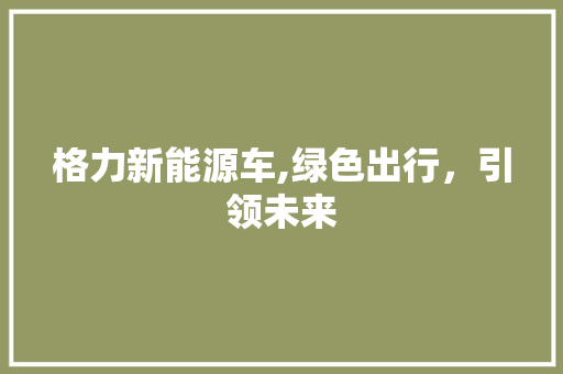 格力新能源车,绿色出行，引领未来  第1张