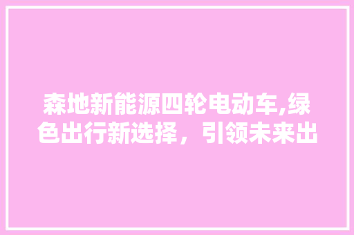 森地新能源四轮电动车,绿色出行新选择，引领未来出行潮流