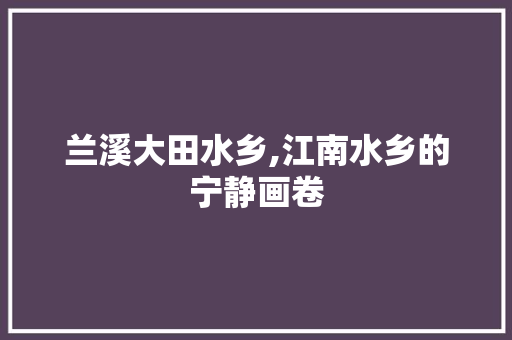 兰溪大田水乡,江南水乡的宁静画卷