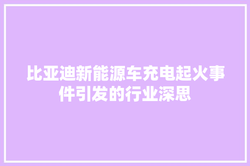 比亚迪新能源车充电起火事件引发的行业深思  第1张