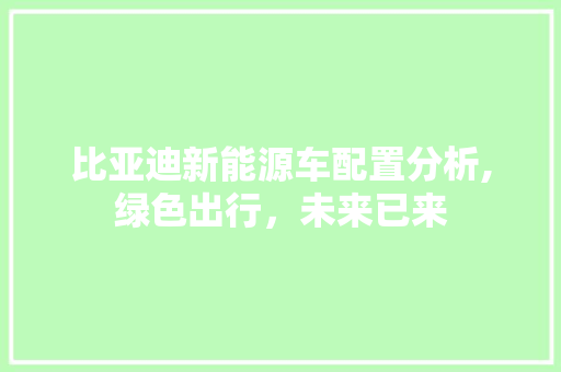 比亚迪新能源车配置分析,绿色出行，未来已来  第1张