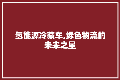 氢能源冷藏车,绿色物流的未来之星