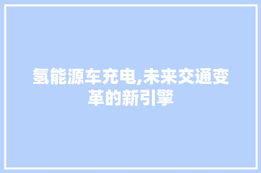 氢能源车充电,未来交通变革的新引擎