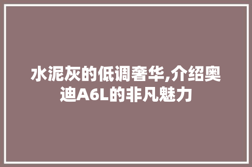 水泥灰的低调奢华,介绍奥迪A6L的非凡魅力