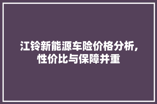 江铃新能源车险价格分析,性价比与保障并重