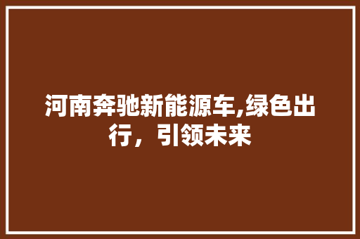 河南奔驰新能源车,绿色出行，引领未来