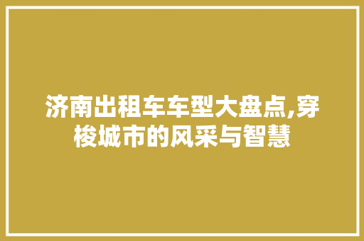 济南出租车车型大盘点,穿梭城市的风采与智慧