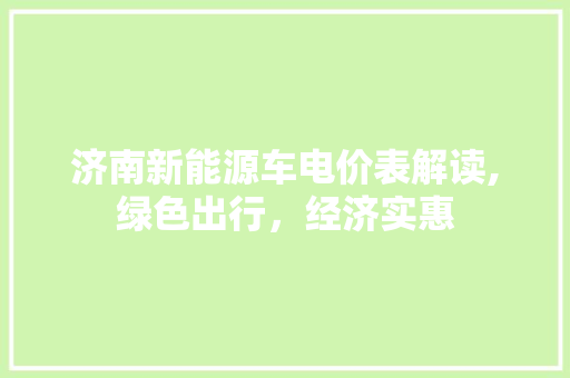 济南新能源车电价表解读,绿色出行，经济实惠