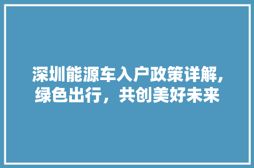 深圳能源车入户政策详解,绿色出行，共创美好未来  第1张