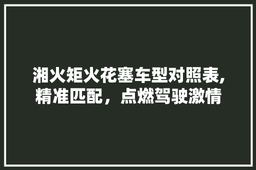 湘火矩火花塞车型对照表,精准匹配，点燃驾驶激情