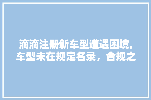 滴滴注册新车型遭遇困境,车型未在规定名录，合规之路任重道远  第1张