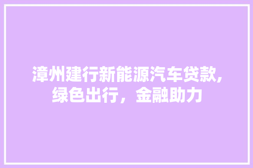 漳州建行新能源汽车贷款,绿色出行，金融助力