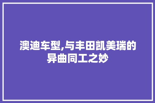 澳迪车型,与丰田凯美瑞的异曲同工之妙