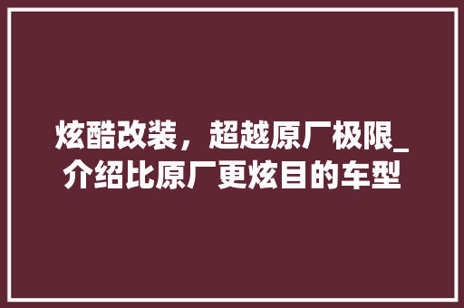 炫酷改装，超越原厂极限_介绍比原厂更炫目的车型  第1张