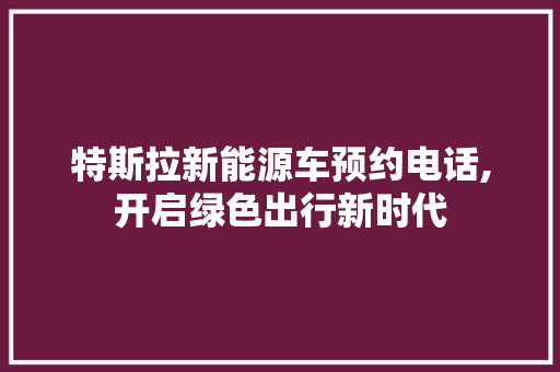 特斯拉新能源车预约电话,开启绿色出行新时代  第1张