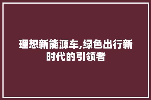 理想新能源车,绿色出行新时代的引领者  第1张