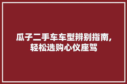 瓜子二手车车型辨别指南,轻松选购心仪座驾